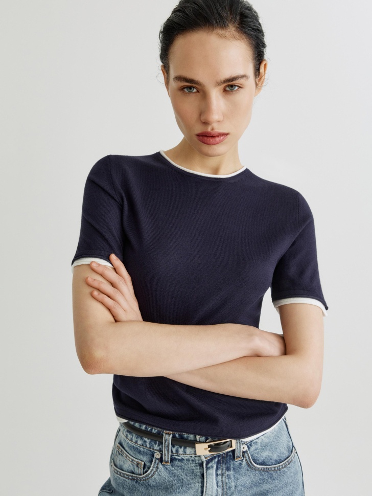 Джемпер SELA с коротким рукавом, синий, арт. 39075