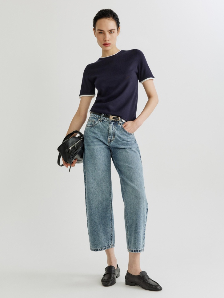 джемпер с коротким рукавом из смесовой вискозы от бренда sela вид слева