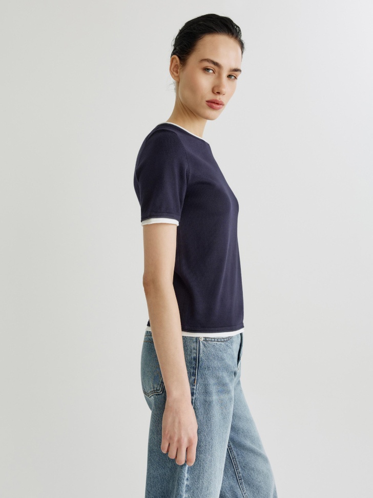 джемпер с коротким рукавом из смесовой вискозы из россии вид сбоку