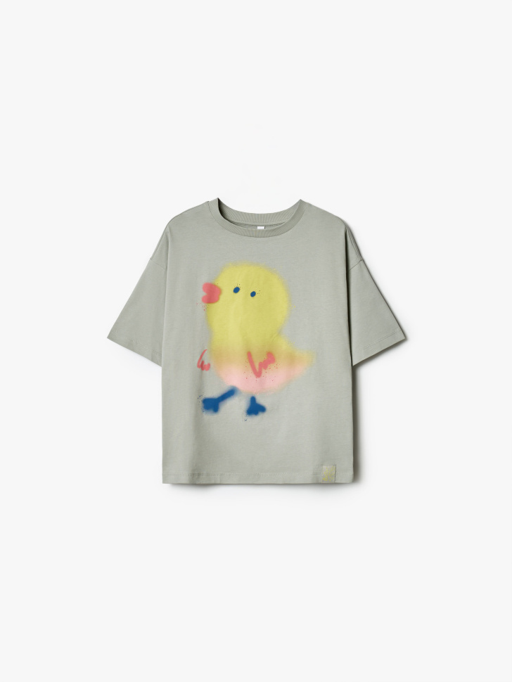 Футболка оверсайз Sela с принтом, зеленый, арт. 40792