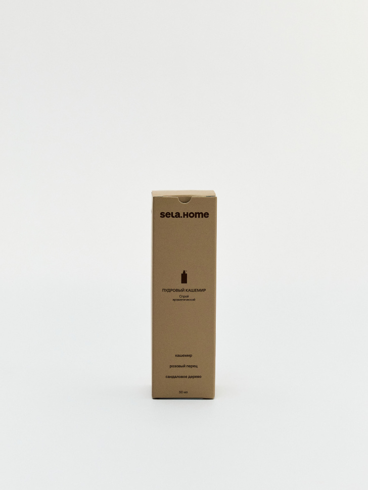ароматический спрей «пудровый кашемир» от бренда sela вид слева