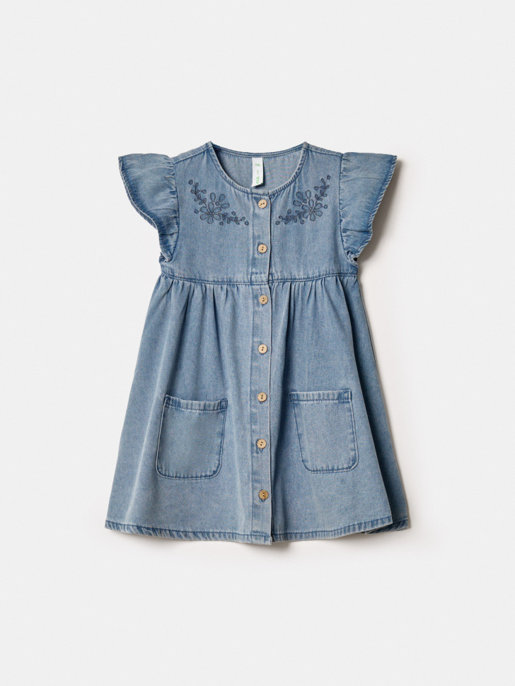 Джинсовое платье SELA для девочек с вышивкой, голубой, арт. 42000