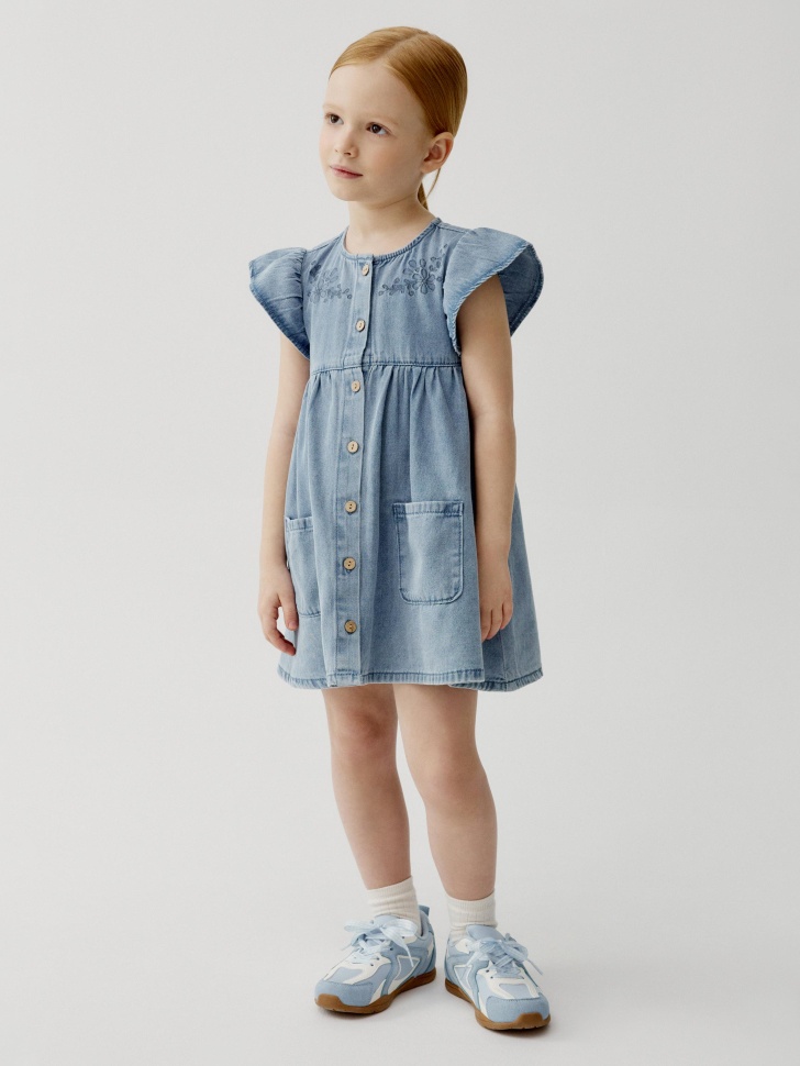 джинсовое платье с вышивкой для девочек 4610517524263 фотография