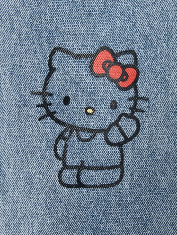 Утепленные джинсы Paperbag fit с Hello Kitty для девочек. Фото №5