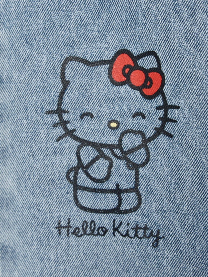 Утепленные джинсы Paperbag fit с Hello Kitty для девочек. Фото №4