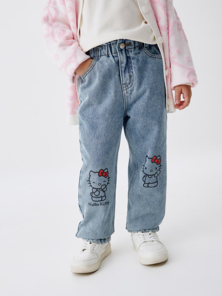 

Утепленные джинсы Paperbag fit с Hello Kitty для девочек