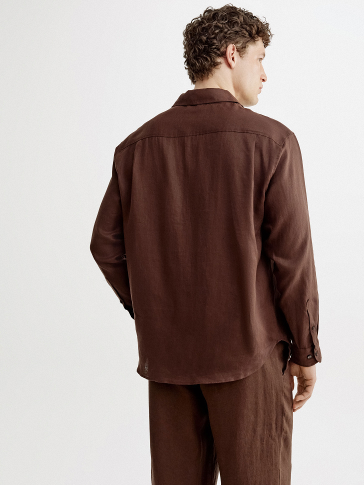 рубашка из 100% премиального льна из льна спереди