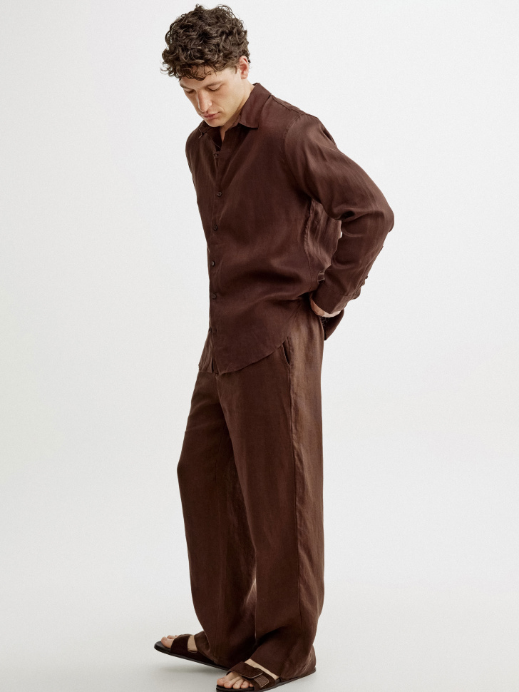 рубашка из 100% премиального льна из россии вид сбоку