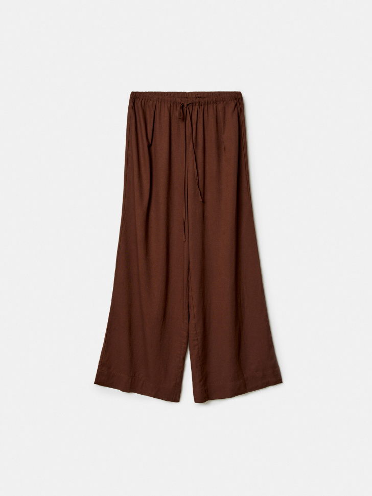 Широкие брюки Sela из вискозы и льна, коричневый, арт. 49548