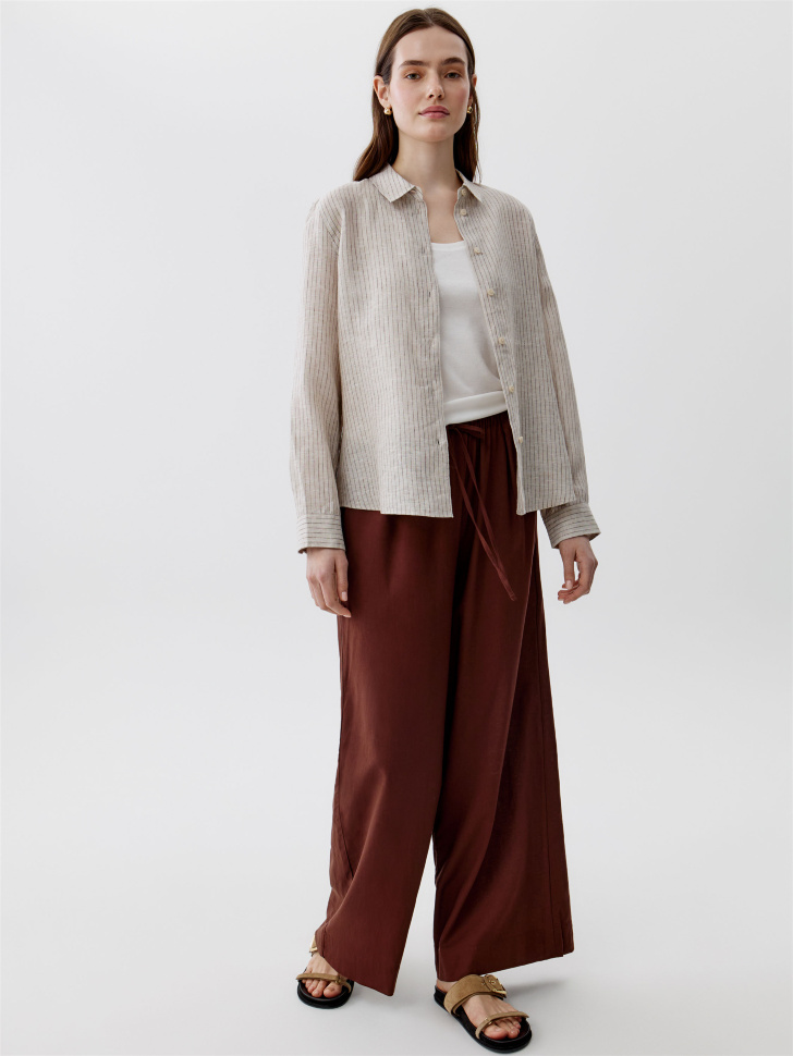 широкие брюки из смесовой вискозы и льна 4610517889874 фотография