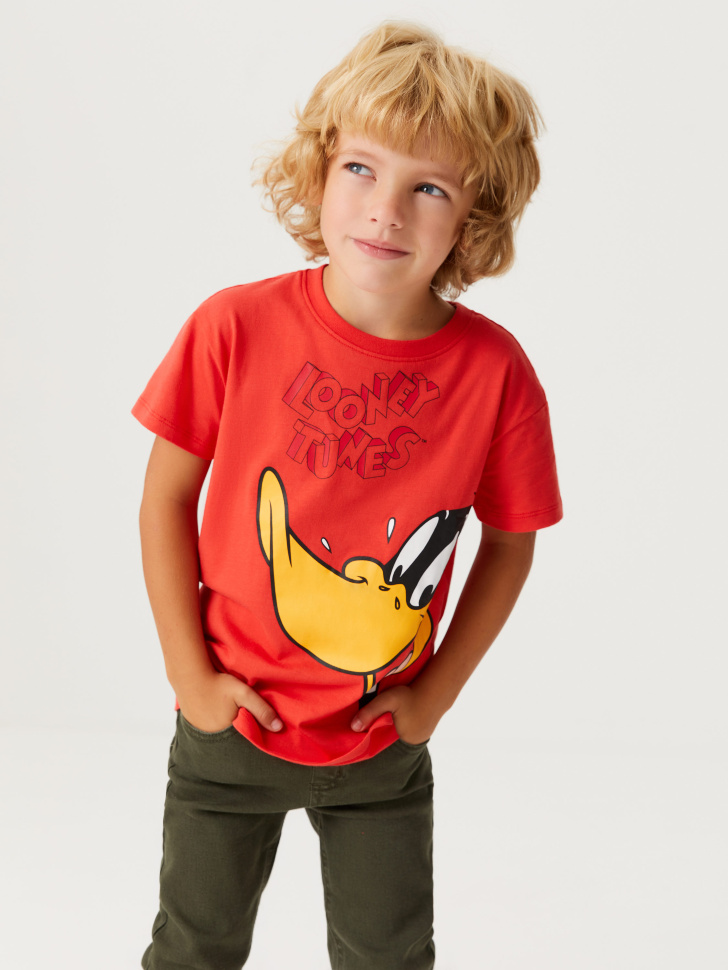 

Футболка с принтом Looney Tunes для мальчиков, Красный