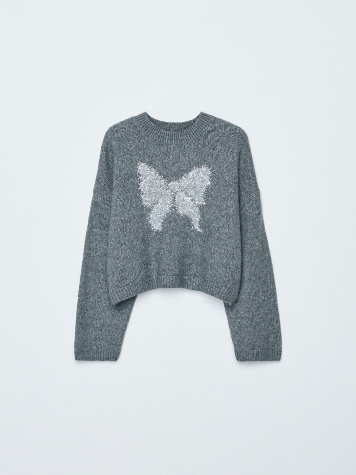 укороченный вязаный джемпер с люрексом для девочек 4610517134585 с промокодом