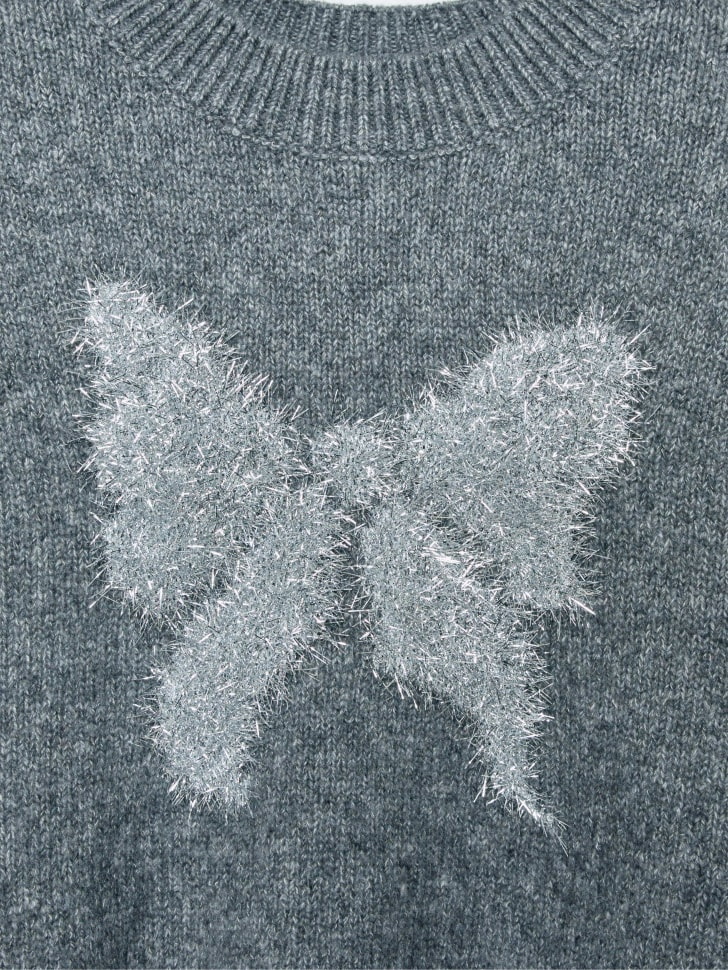 укороченный вязаный джемпер с люрексом для девочек 4610517134585 по распродаже