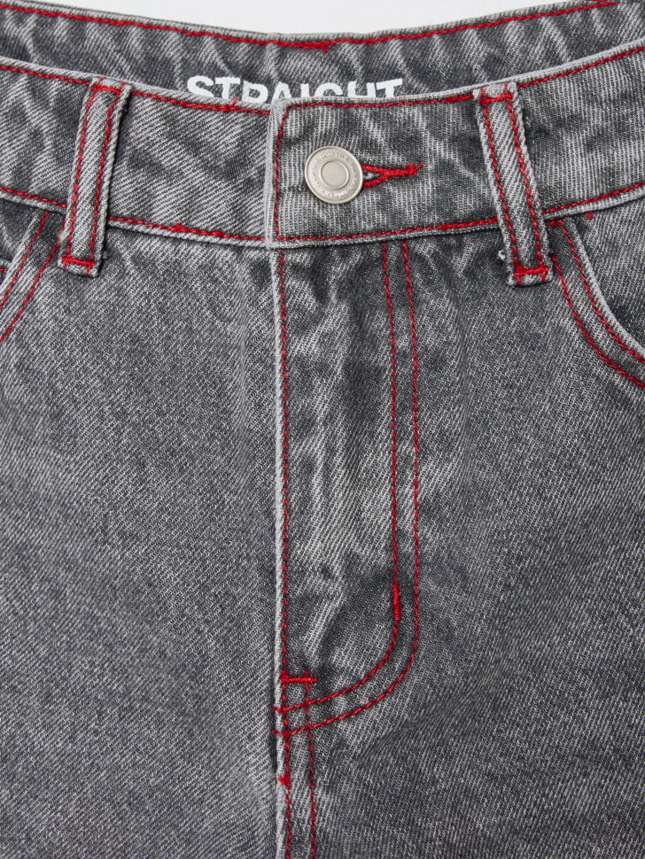 джинсы straight fit с красной строчкой для мальчиков 4680798580968 купить с доставкой