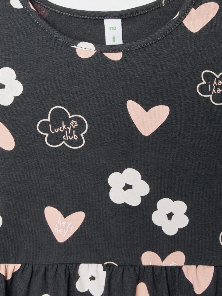 трикотажное платье с принтом для девочек 4610517162540 в интернет магазине