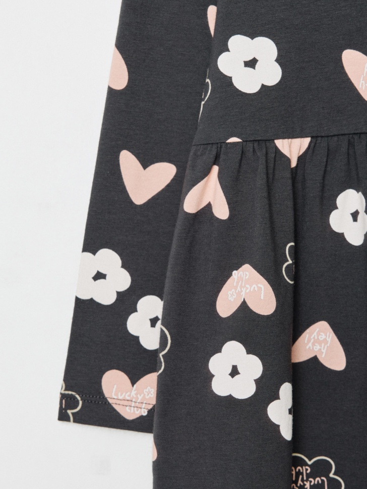 трикотажное платье с принтом для девочек 4610517162540 с промокодом