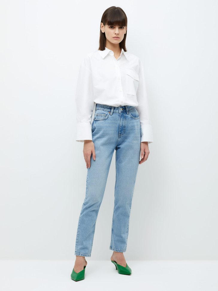 

Базовые джинсы mom fit, Голубой