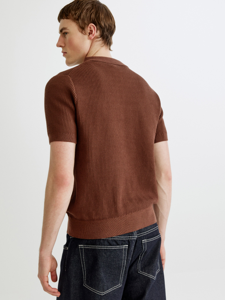 вязаное поло с коротким рукавом по цене 3299 руб вид справа