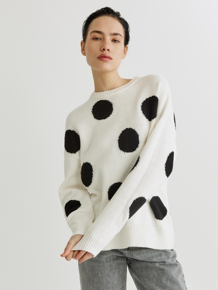 Джемпер SELA оверсайз в горох, разноцветный, арт. 39156