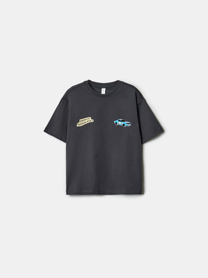 Футболка оверсайз SELA с принтом, серый, арт. 42205