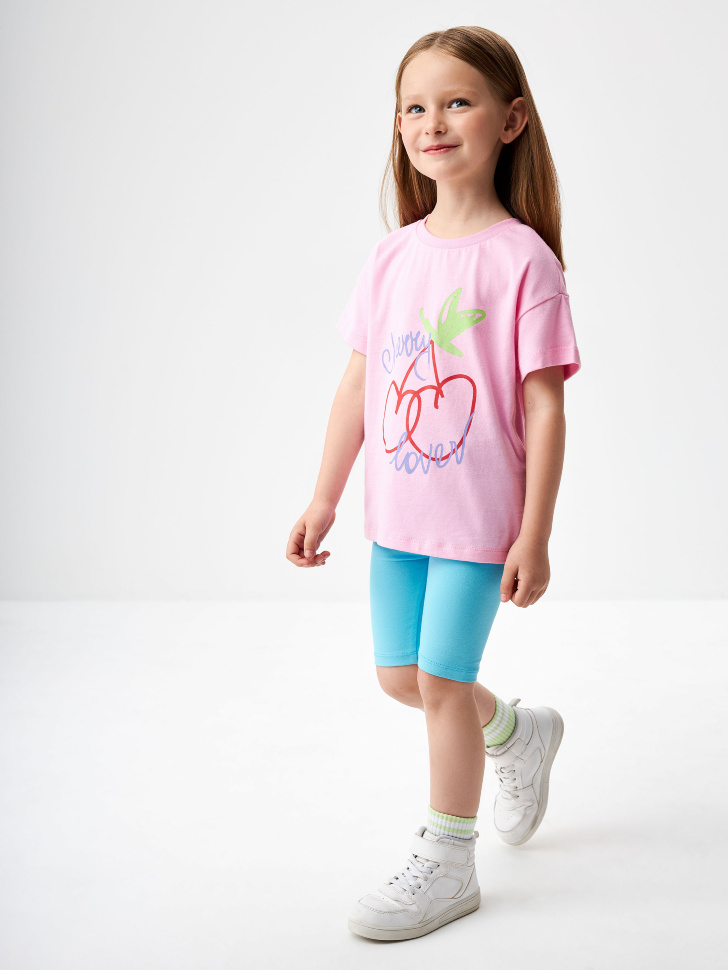 Комплект из футболки и велосипедок для девочек