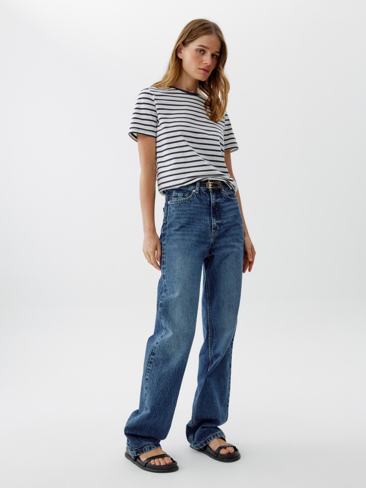 Джинсы Sela прямого кроя, синий, арт. 52099