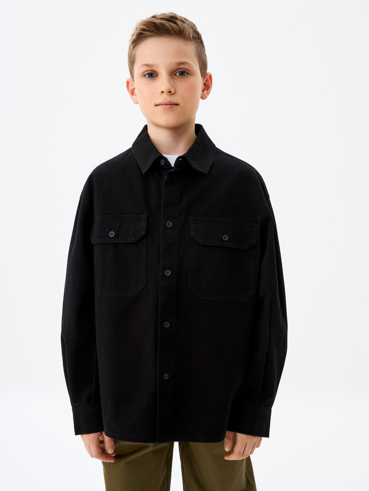 

Свободная черная рубашка для мальчиков