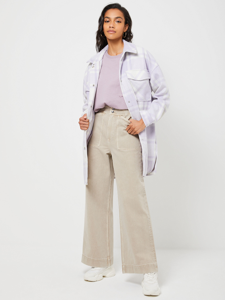Широкие джинсы с накладными карманами (белый, XL)