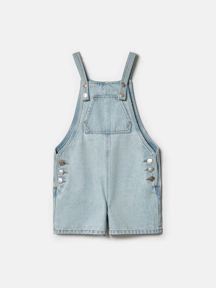 Полукомбинезон джинсовый Sela для девочек, голубой, арт. 49440