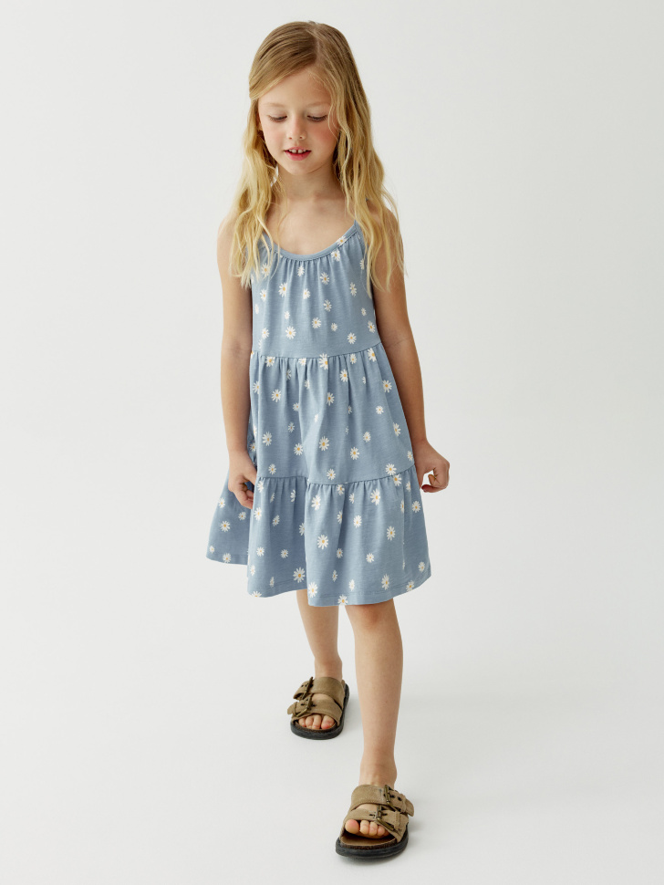 трикотажное платье на бретелях для девочек от бренда sela вид слева