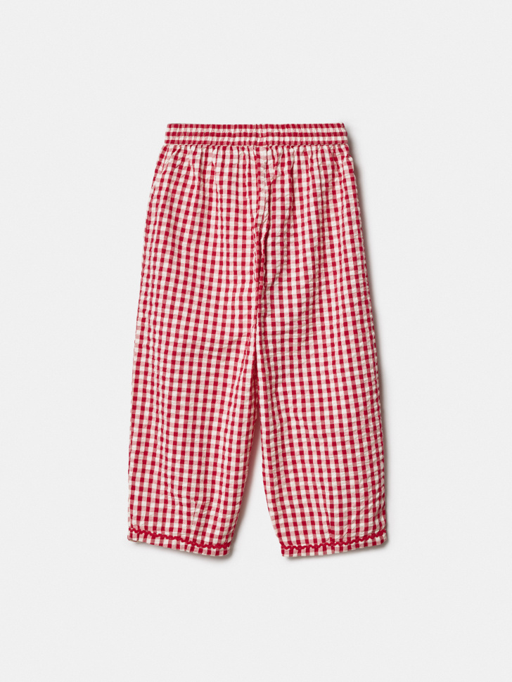 Хлопковые брюки в клетку Sela, красный, арт. 49623