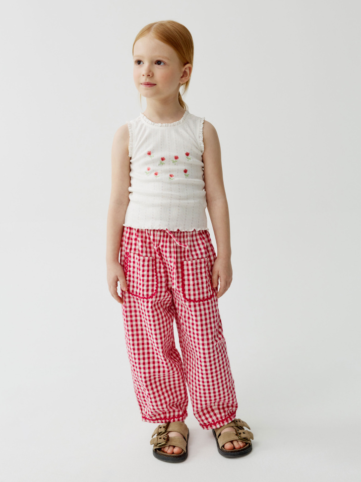 

Свободные брюки в клетку для девочек, SL6805041525