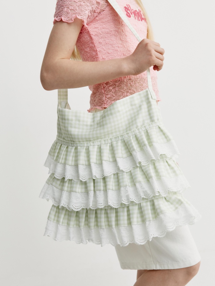 Сумка-шопер Sela с оборками, зеленый, арт. 54720