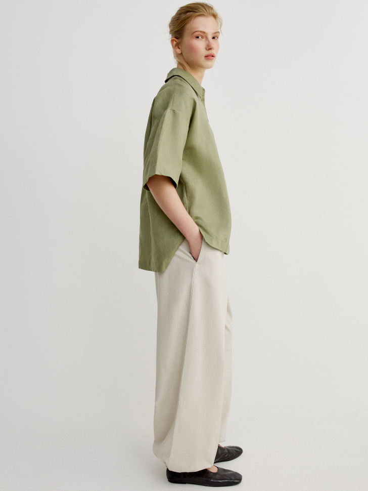 брюки-шаровары с содержанием льна по цене 3799 руб вид справа