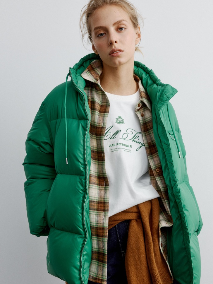 стеганая куртка с натуральным утеплителем пух-перо от бренда sela вид слева