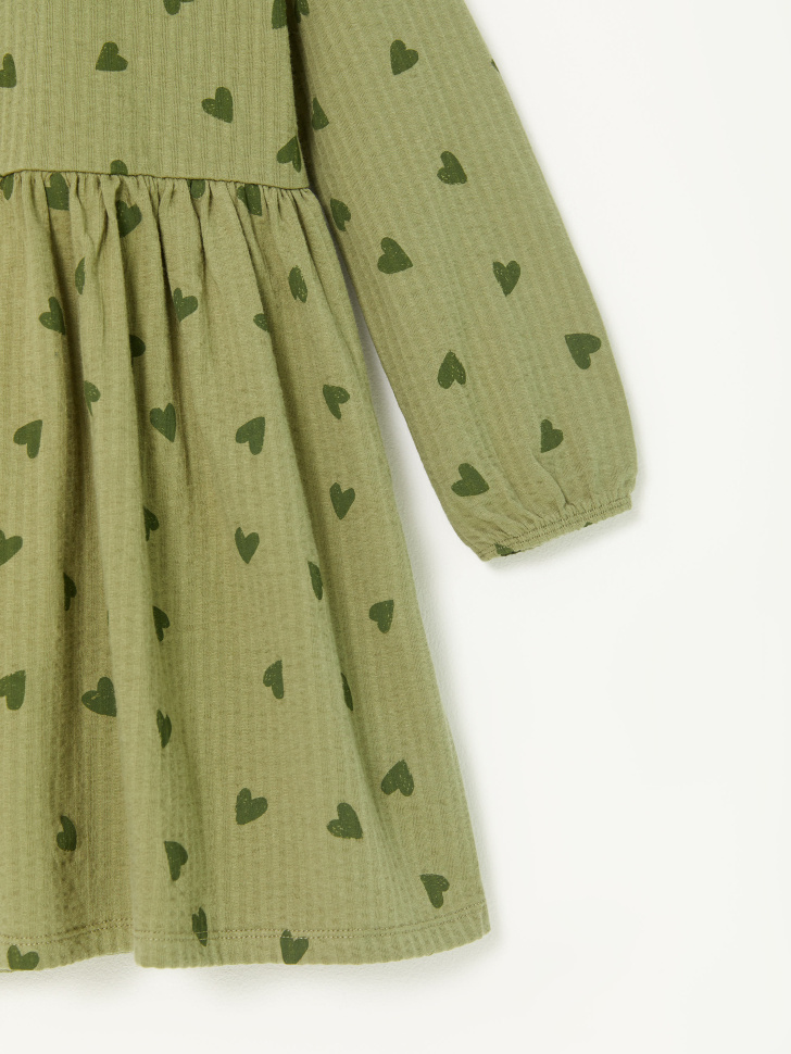 Трикотажное платье с принтом для девочек (зеленый, 104/ 4-5 YEARS) от Sela