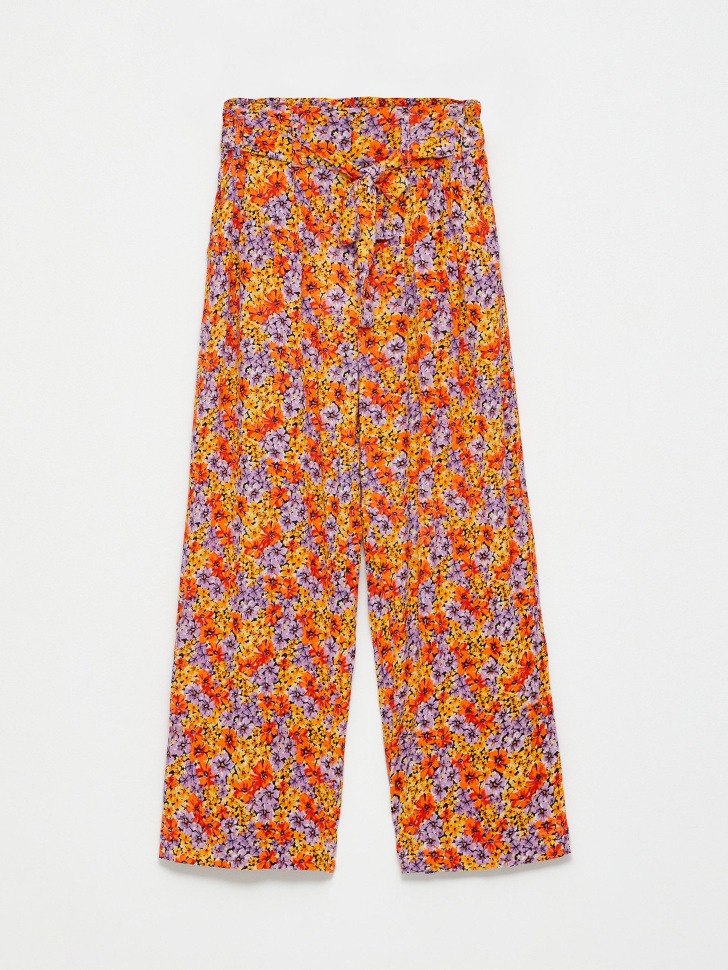 Вискозные широкие брюки для девочек (оранжевый, 134) sela 4680129611651 - фото 2