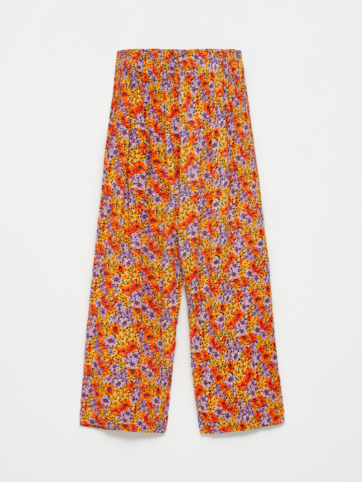 Вискозные широкие брюки для девочек (оранжевый, 134) sela 4680129611651 - фото 4
