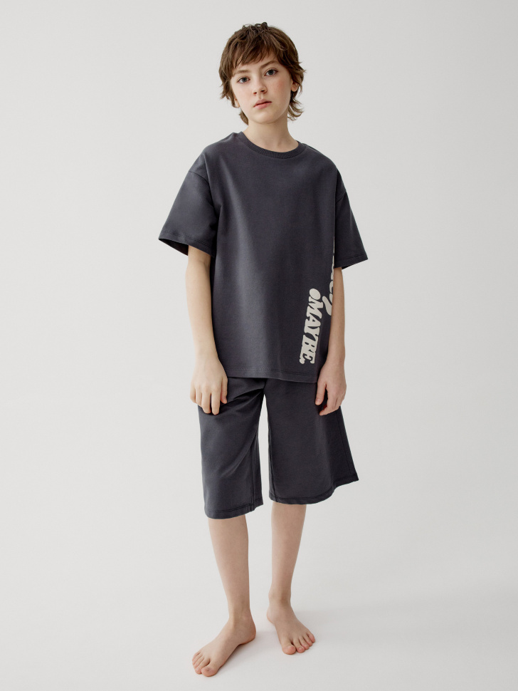 Пижама Sela с принтом для мальчиков, серый, арт. 45046