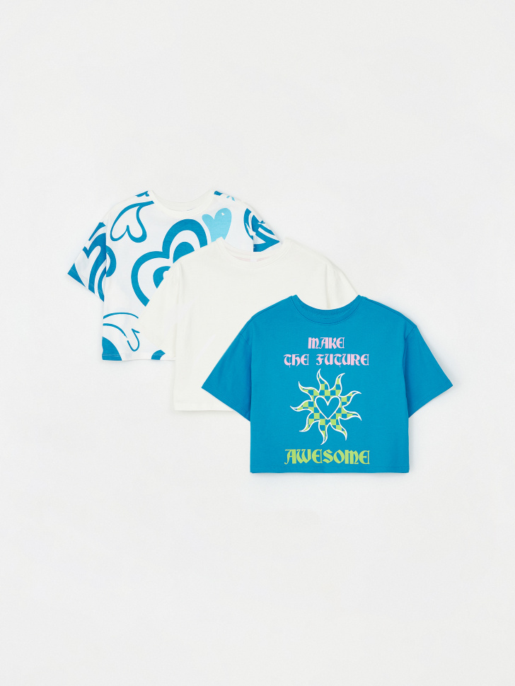Картинка - Набор из 3 футболок для девочек (синий, 140) 4680168688249