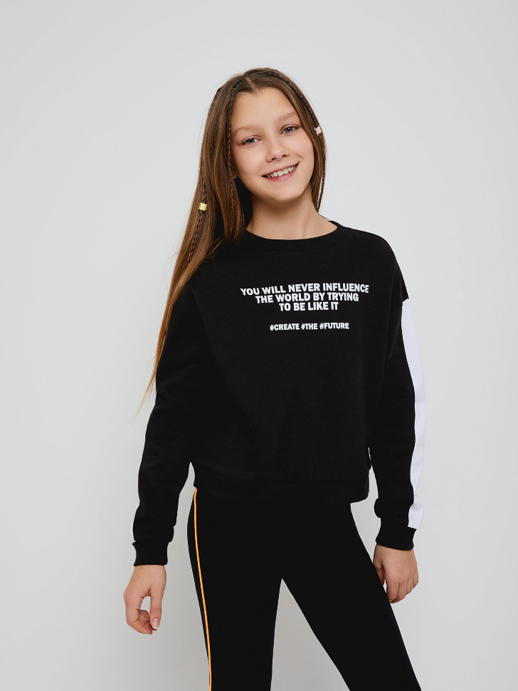 

Свитшот с принтом для девочек, Черный