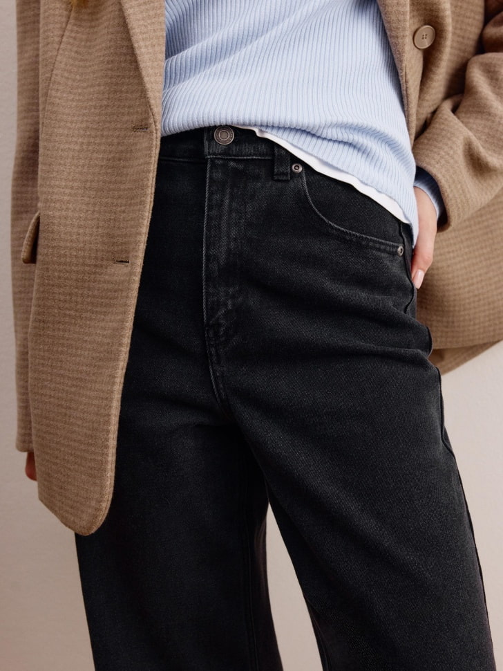 джинсы wide leg из джинсы и джинскота спереди