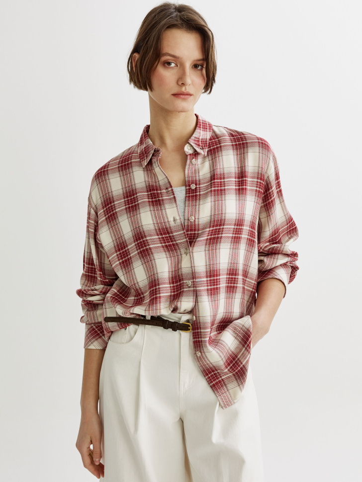 Фланелевая рубашка оверсайз в клетку 2799₽