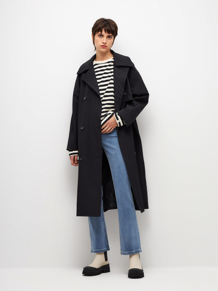 

Двубортный тренч, Черный