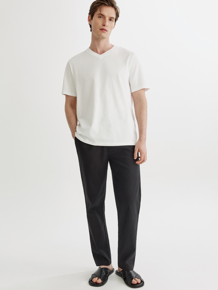 Прямые брюки SELA из смесового льна, черный, арт. 51845