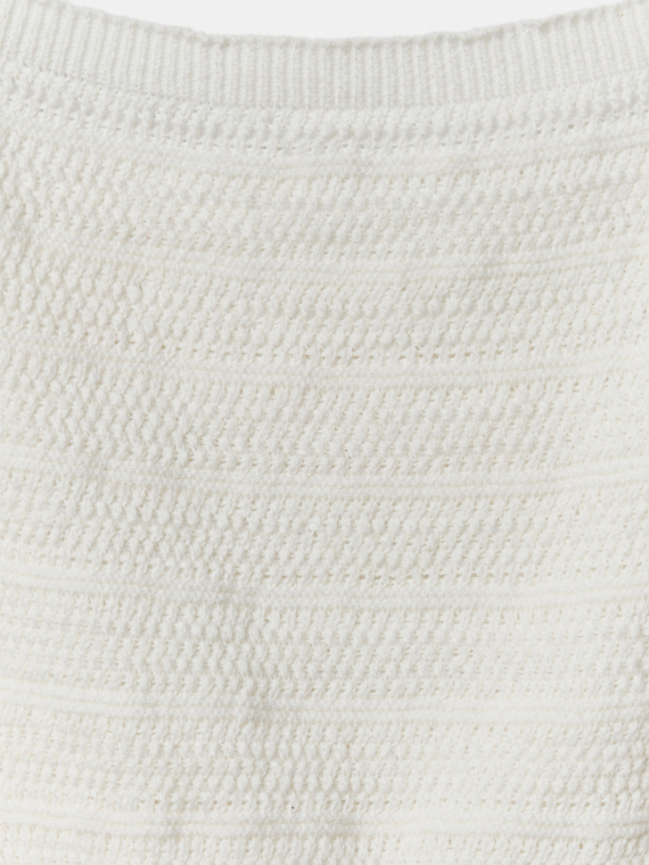 вязаный укороченный топ с декором для девочек из хлопка спереди