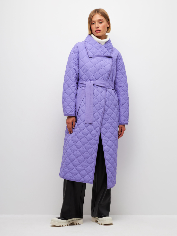 Стеганое пальто-халат (фиолетовый, M)
