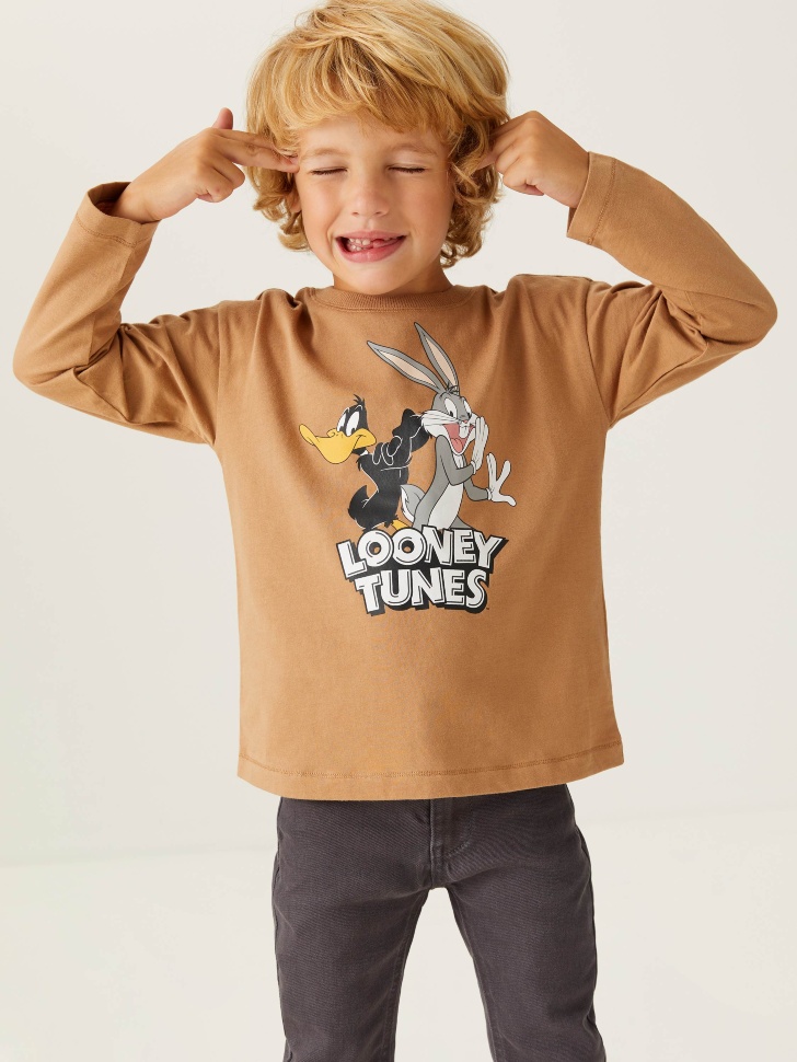 

Лонгслив с принтом Looney Tunes для мальчиков, Бежевый