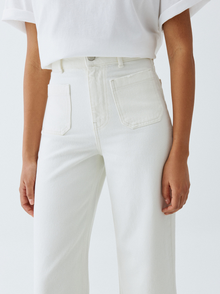 

Укороченные джинсы Wide Leg с накладными карманами