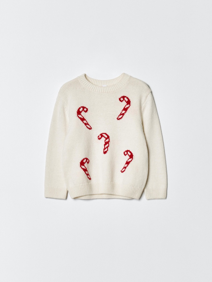 вязаный джемпер с бантиками для девочек из россии вид сбоку